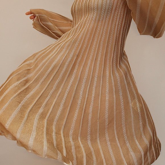 M MISSONI SHEER GOLD METALLIC PLEATED DISCO DRESS - Picture 6 of 10